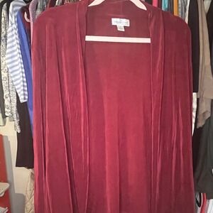 Coldwater Creek Burgundy Open Front Long Sleeve Cardigan Women's Medium